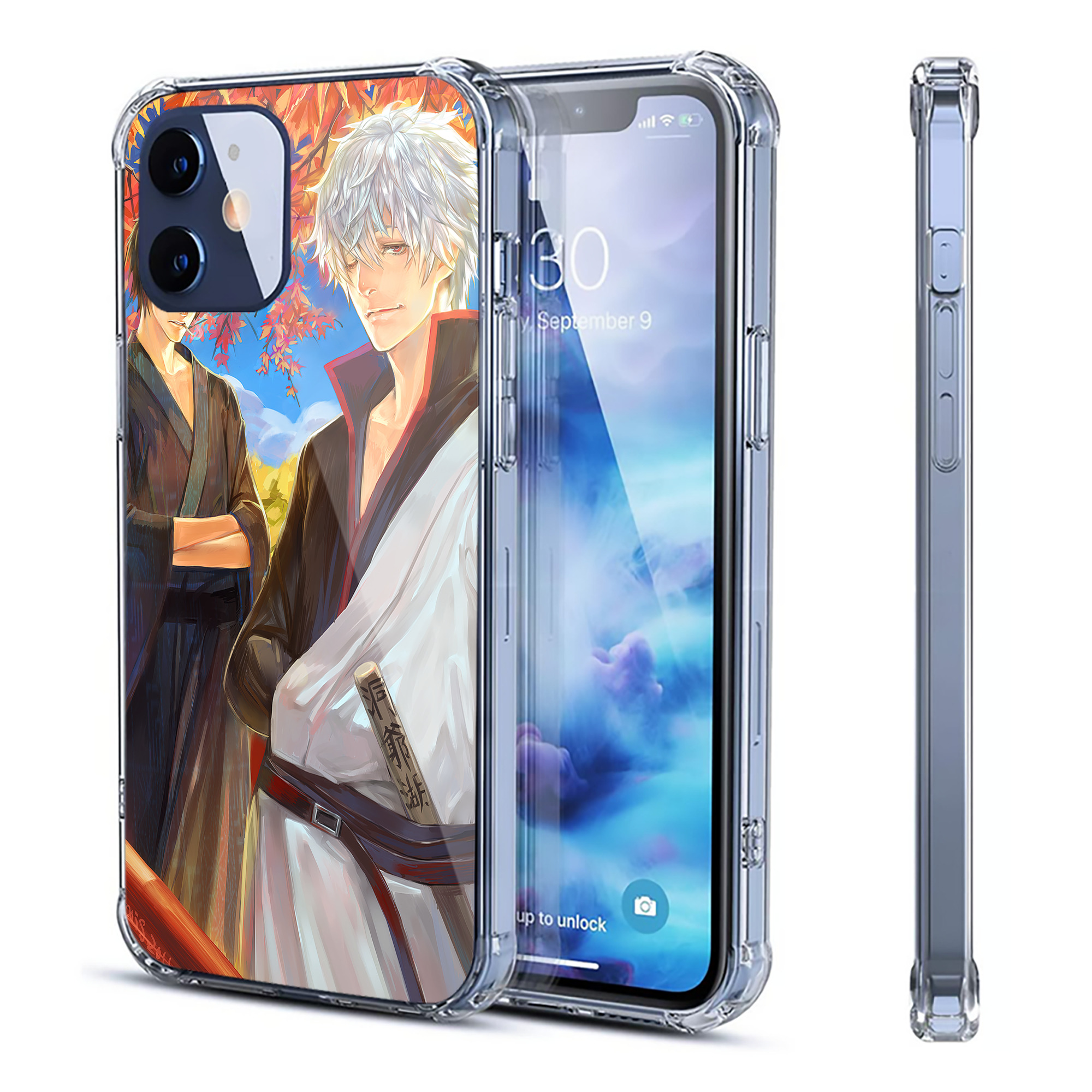 （画像用） ぎんたま 坂田銀時（さかたぎんとき） 神楽 志村新八（しむら しんぱち） GINTAMA Sakata Gintoki Kagura Shimura Shinpachi 【iPhone 12シリーズ対応】透明スマホケース（クリアソフトケース）